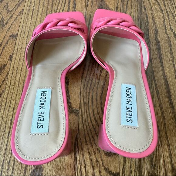 NIB Steve Madden Rego Pink Chain Slide Heel Sandal - Picture 2 of 5